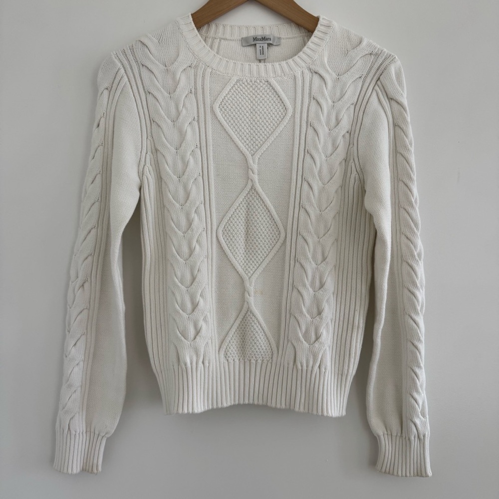 MaxMara white Cable Knit Sweater